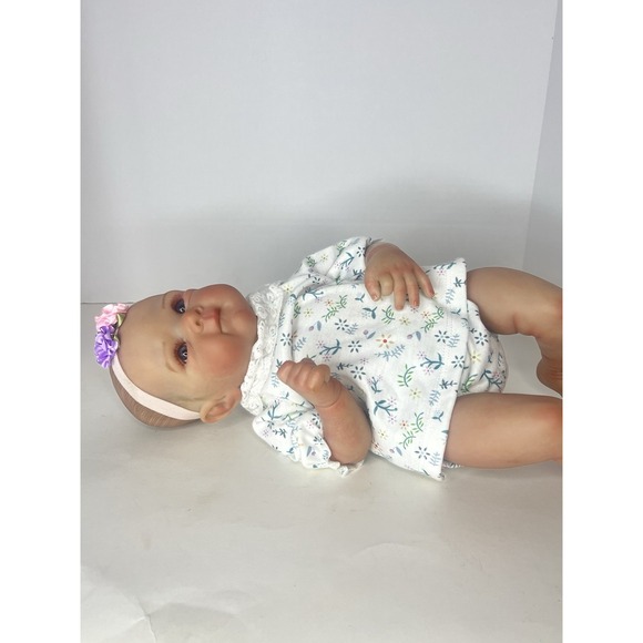 Reborn Style Baby Doll Realistic Newborn Vinyl Cloth Body Blue Eyes - Picture 5 of 11